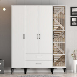 Kumsal Wooden Wardrobe with 4 Doors in White