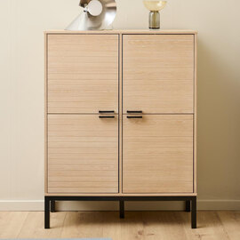 Kutztown Tall Wooden Storage Cabinet With 4 Doors In White Oak