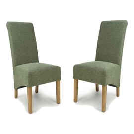 Kyoto Fabric Dining Chairs In Pair - Weave Green