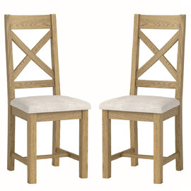 Kysen Oak Wooden Dining Chairs with Fabric Seat in Pair