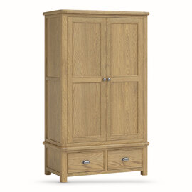 Kysen Wooden Wardrobe with 2 Doors 2 Drawers in Oak