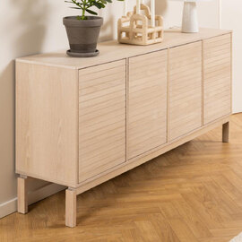Labasa Wooden Storage Cabinet With 4 Doors In White Oak