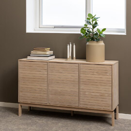Lacey Wooden Storage Cabinet With 3 Doors In White Oak