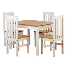 Ladkro Wooden Dining Table With 4 Chairs In White And Oak
