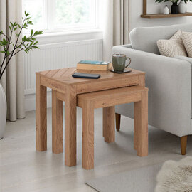 Lagos Wooden Nest Of 2 Tables in Medium Oak Effect