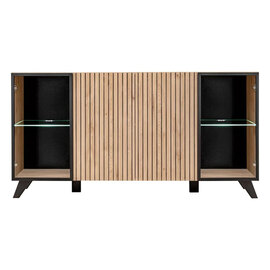 Lagos Wooden Sideboard With 4 Doors In Hickory Oak And LED