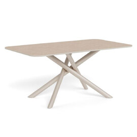 Lagrange Sand Marona Rough Ceramic Dining Table with Grey Steel Base