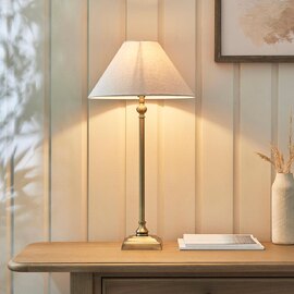 Lahaina Fabric Table Lamp In Antique Brass