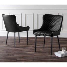 Lakia Black Faux Leather Dining Chairs In Pair