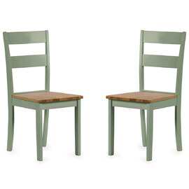 Lamar Green And Light Brown Wooden Dining Chairs - Pair
