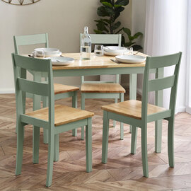Lamar Green And Light Brown Wooden Dining Table With 4 Chairs