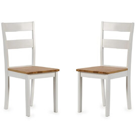 Lamar White And Light Brown Wooden Dining Chairs - Pair