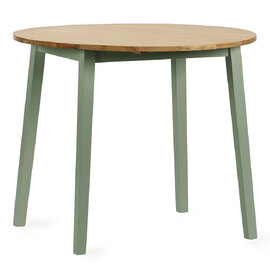 Lamar Wooden Round Drop Leaf Dining Table - Green And Light Brown