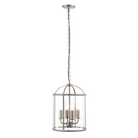 Lambeth 4 Lights Glass Ceiling Pendant Light In Satin Nickel