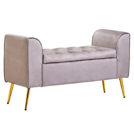 Langston Velvet Storage Ottoman In Mink