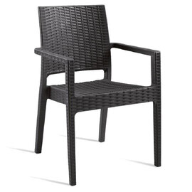 Laporte Plastic Outdoor Armchair In Dark Grey