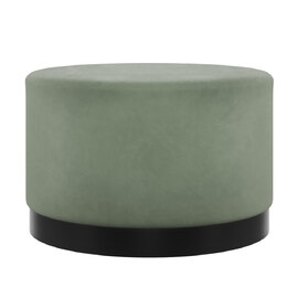 Lara Velvet Pouffe Large With Black Base In Green