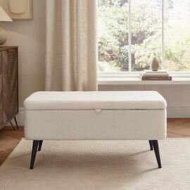 Lareon Fabric Storage Ottoman In Cream