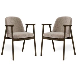 Largo Fabric Dining Chairs With Smoked Legs In Pair in Beige