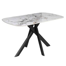 Laroz Ceramic Top Dining Table in Gloss White Marble Effect