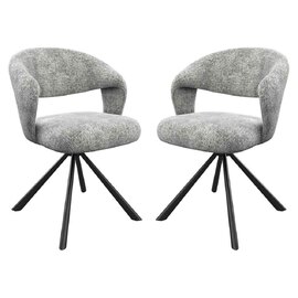 Laroz Grey Fabric Dining Chairs with Black Legs in Pair
