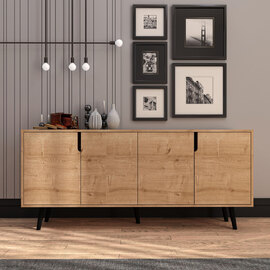 Latina Wooden Sideboard with 4 Doors in Sapphire Oak