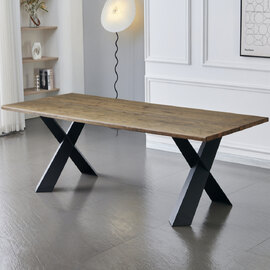 Laughlin Wooden Dining Table With Black Legs - Oak