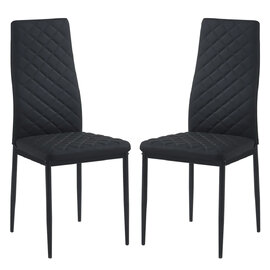 Laurel Black Faux Leather Dining Chairs In Pair