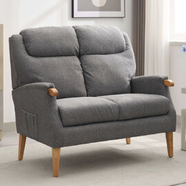Laurel Fabric 2 Seater Sofa With Oak Legs In Grey