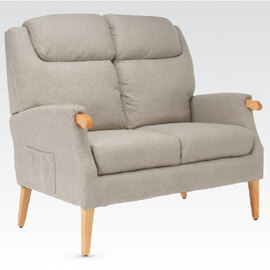 Laurel Fabric 2 Seater Sofa With Oak Legs In Taupe
