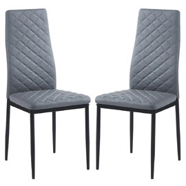 Laurel Grey Faux Leather Dining Chairs In Pair