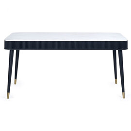 Laurel Stone Dining Table With Drawers In White Marble Effect
