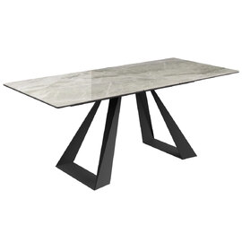 Laval Ceramic Glass Extending Dining Table In Grey Gloss