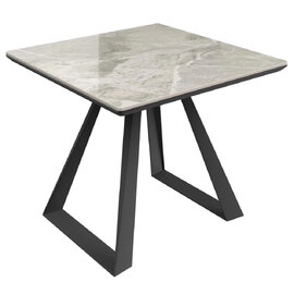 Laval Ceramic Glass Side Table In Grey Gloss