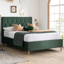 Laxly Fabric Ottoman Storage King Size Bed In Green