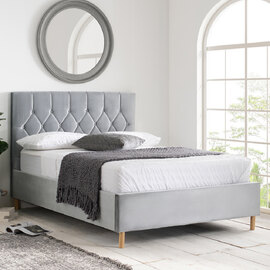 Laxly Fabric Ottoman Storage Small Double Bed In Grey
