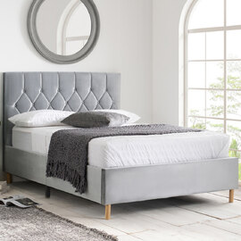 Laxly Fabric Small Double Bed In Grey