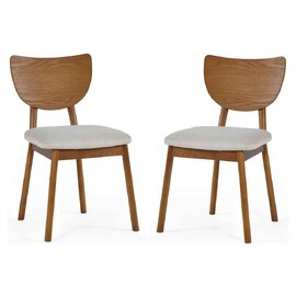 Layton Cherry Ash Wooden Dining Chairs with Fabric Seat in Pair
