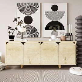 Lazio Wooden Sideboard with 4 Doors in Sapphire Oak