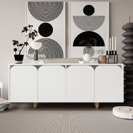 Lazio Wooden Sideboard with 4 Doors in White