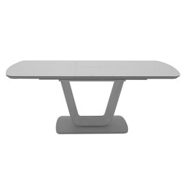 Lazaro Large Glass Extending Dining Table With Light Grey Base