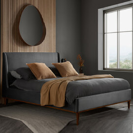 Lebanon Velvet Double Bed In Grey