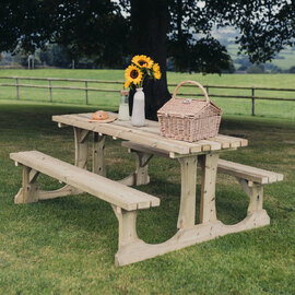 Ledyard Small Wooden Picnic Dining Set In Natural