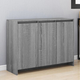 Leehi Wooden Sideboard With 3 Doors In Grey Sonoma Oak