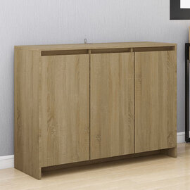 Leehi Wooden Sideboard With 3 Doors In Sonoma Oak