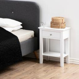 Leesburg Wooden Bedside Cabinet With 1 Drawer In White