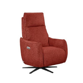 Leiria Fabric Recliner 1 Seater Sofa In Ruby
