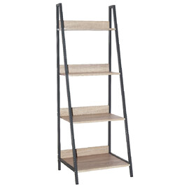 Leith Wooden Bookcase With 4 Shelves In Oak And Grey