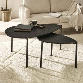 Lelvra Wooden Nest of 2 Coffee Tables in Black Ash