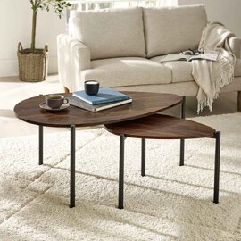 Lelvra Wooden Nest of 2 Coffee Tables in Walnut